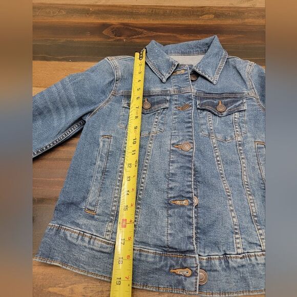 LC Lauren Conrad Jean Jacket Mid Wash Cotton Button Front 4 Pocket Denim Size XS - Picture 6 of 9